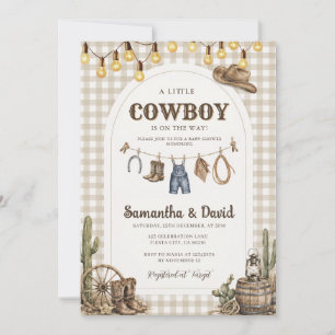 Invitación para Baby Shower de Pequeño Vaquero en 