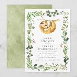 Invitación para baby shower de perezoso