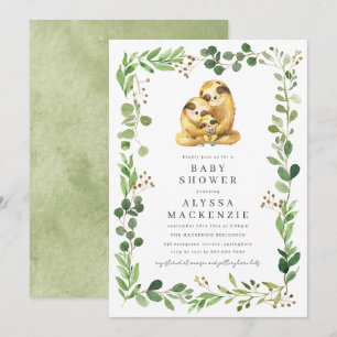Invitación para baby shower de perezoso