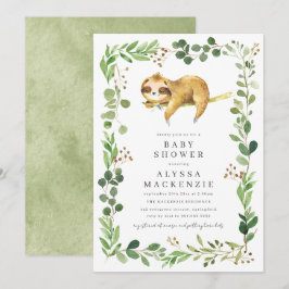 Invitación para baby shower de perezoso