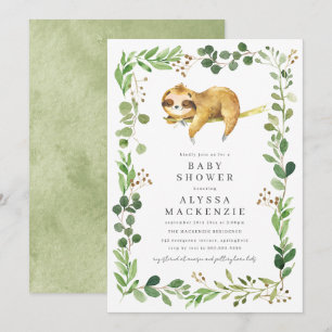Invitación para baby shower de perezoso