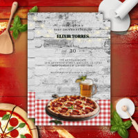 Invitación para Baby Shower de Pizza Moderna + Cer