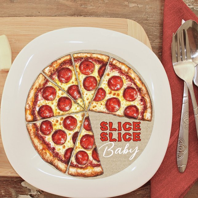 Invitación para baby shower de Pizza Neutral Slice (Fun Pizza Slice Slice Baby Shower Invitation)