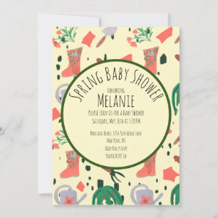 Invitación para baby shower de plantas de jardín f