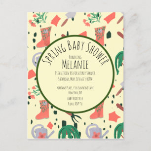Invitación para baby shower de plantas de jardín f