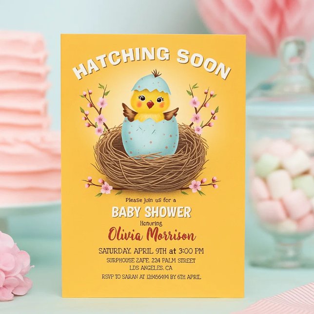 Invitación para baby shower de pollito lindo a pun (Subido por el creador)