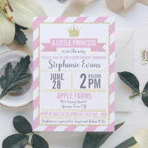 Invitación para Baby Shower de Princesa con Brillo