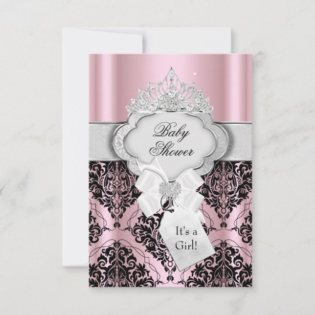 Invitación para baby shower de Princesa con Damasc (Anverso)