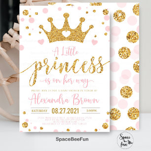 Invitación para baby shower de princesa, pequeña p