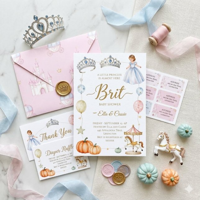 Invitación para Baby Shower de Princesa Real, Rosa (Subido por el creador)