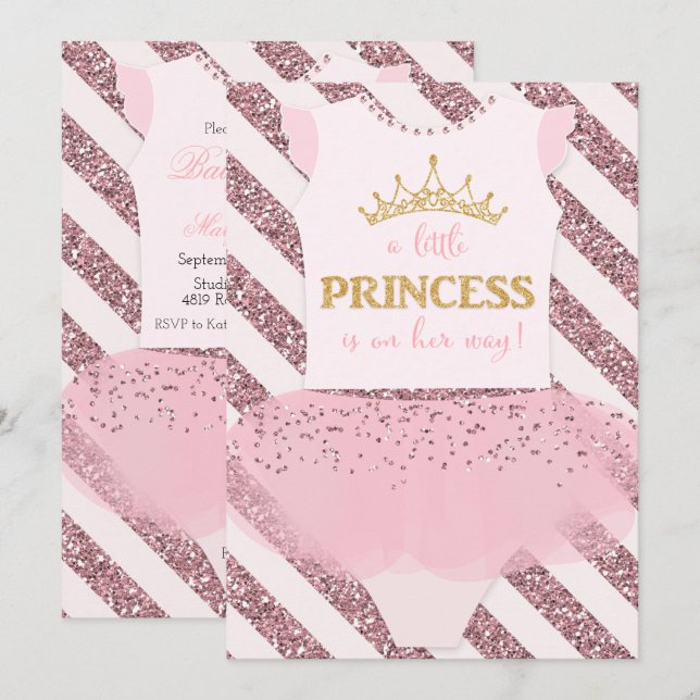 Invitación para Baby Shower de Princesita (Anverso / Reverso)