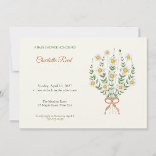 Invitación para baby shower de ramo de manzanilla
