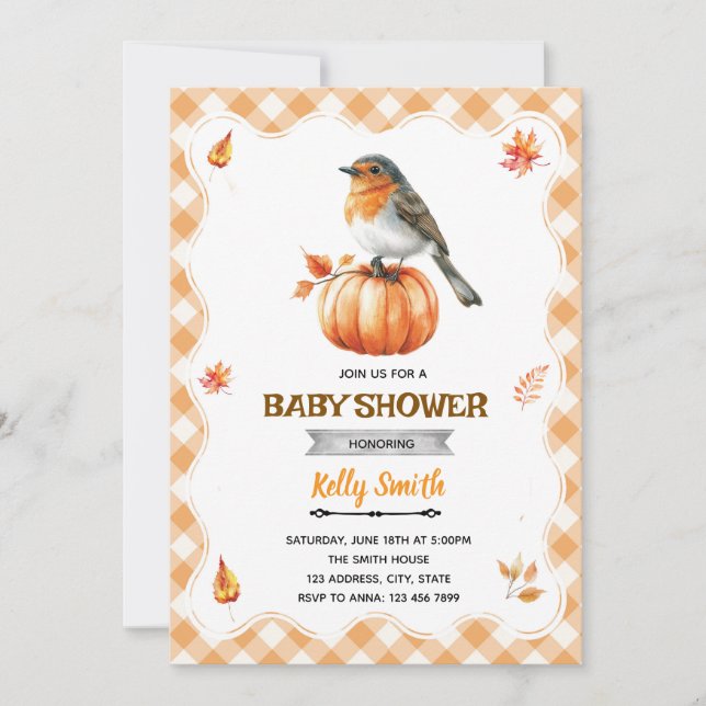 Invitación para baby shower de Robin (Anverso)