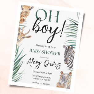Invitación para Baby Shower de Safari Niño Tema de