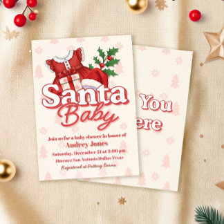 Invitación para baby shower de Santa Baby Girl