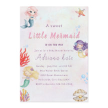 Invitación para Baby Shower de Sirena Bebé Bajo el