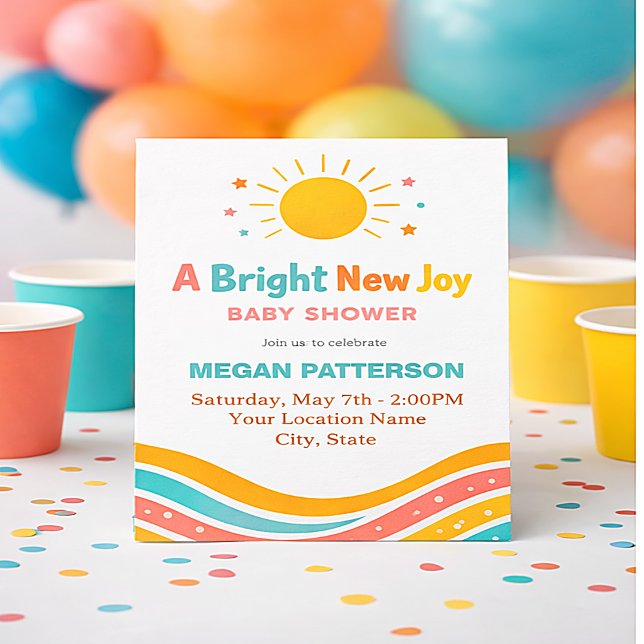 Invitación para Baby Shower de Sol | Brillante Mod (Subido por el creador)