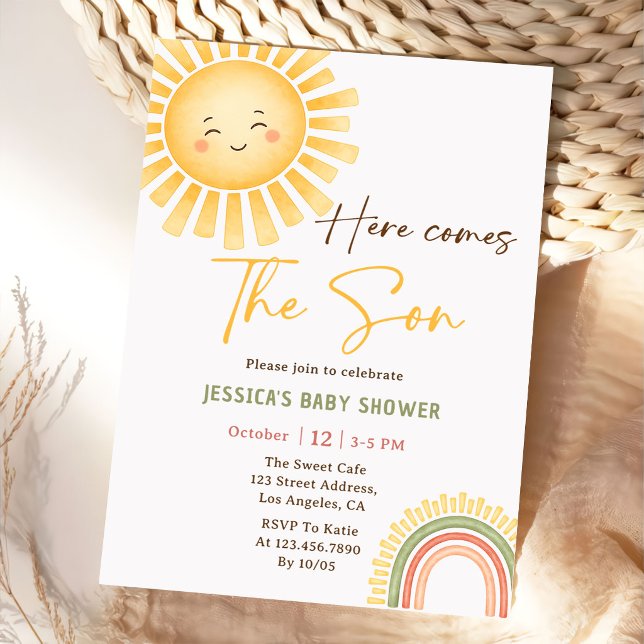 Invitación para baby shower de sol y arcoíris (Subido por el creador)