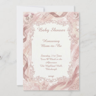 Invitación para baby shower de Tartán Rosa y Cardo