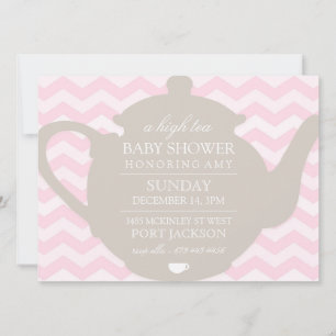 Invitación para baby shower de té alto con Chevron