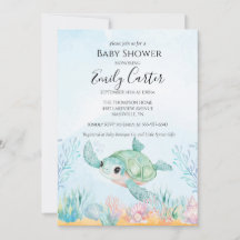 Invitación para Baby Shower de Tortuga Marina - Oc
