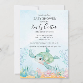 Invitación para Baby Shower de Tortuga Marina - Oc