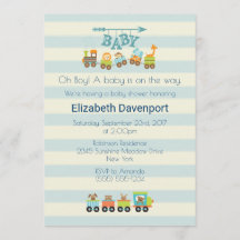 Invitación para baby shower de tren de juguete con