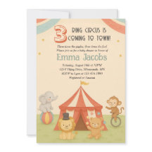 Invitación para Baby Shower de Trillizos 'Circo de