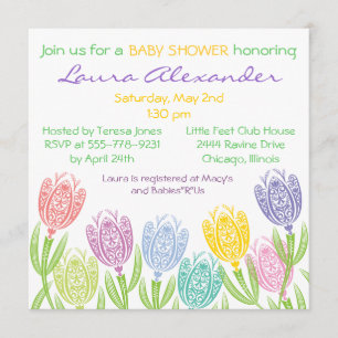 Invitación para Baby Shower de Tulipanes de Primav