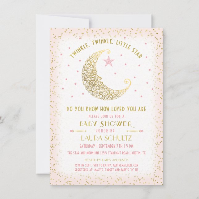 Invitación para Baby Shower de Twinkle Twinkle Lit (Anverso)