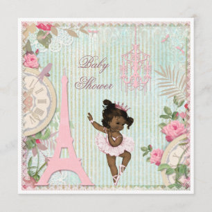 Invitación para baby shower de una niña bailarina.