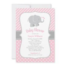 Invitación para baby shower de una niña. Elefante