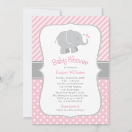 Invitación para baby shower de una niña. Elefante 