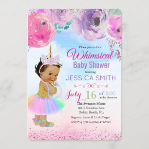 Invitación para Baby Shower de Unicornio con Acuar