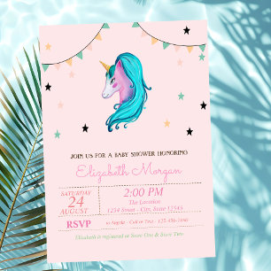 Invitación para Baby Shower de Unicornio con Acuar