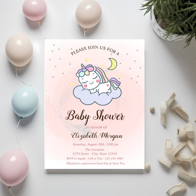 Invitación para Baby Shower de Unicornio Lindo, Nu (Subido por el creador)