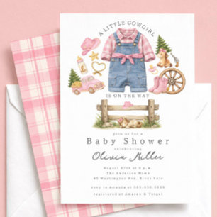 Invitación para Baby Shower de Vaquera Pequeña Niñ