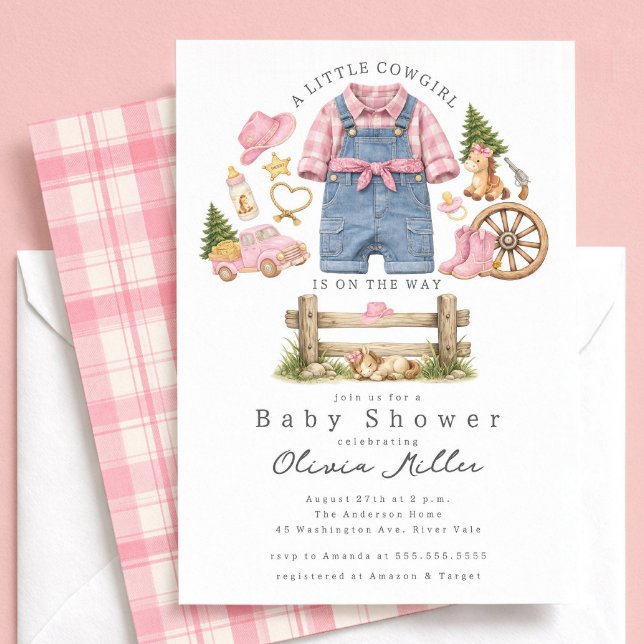 Invitación para Baby Shower de Vaquera Pequeña Niñ (Subido por el creador)