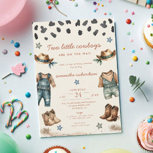Invitación para Baby Shower de Vaqueros Gemelos