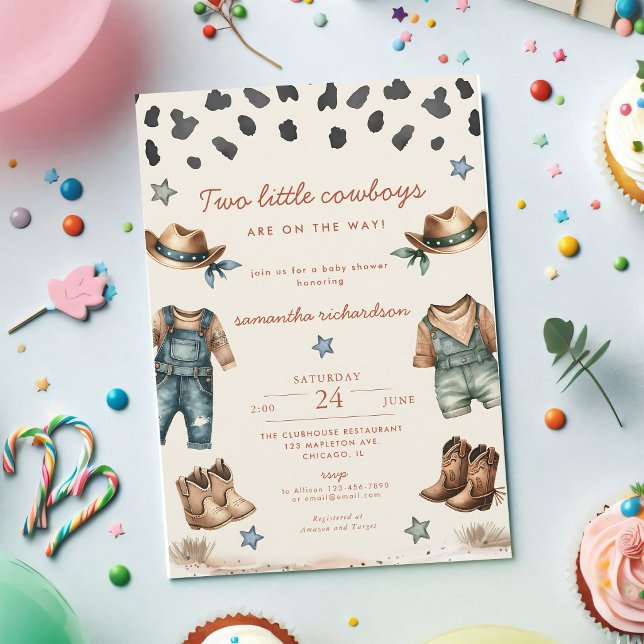 Invitación para Baby Shower de Vaqueros Gemelos (Subido por el creador)