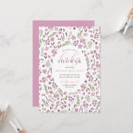 invitación para baby shower de wildflower - morado