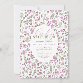 invitación para baby shower de wildflower - morado