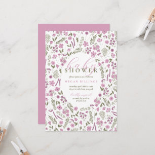 invitación para baby shower de wildflower - morado