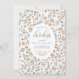 invitación para baby shower de wildflower - naranj