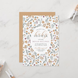 invitación para baby shower de wildflower - naranj