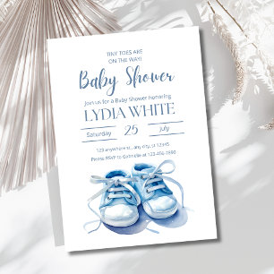 Invitación para baby shower de zapatillas de bebé,