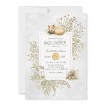 Invitación para baby shower de zorro del bosque