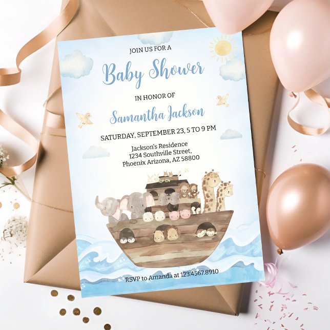 Invitación para baby shower del Arca de Noé (Subido por el creador)