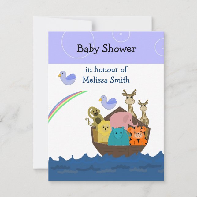 Invitación para baby shower del Arca de Noé (Anverso)