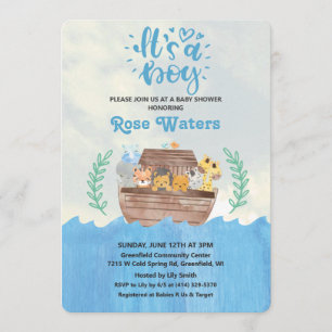 Invitación para baby shower del Arca de Noé